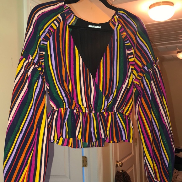 Tularosa Henrietta Rainbow Stripe Top Blouse - Picture 9 of 9